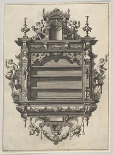 Wall-mounted Shelf Unit from 'Verscheyden Schrynwerck (...)' ['Plusieurs Menuiseries (...)'], 1658. Creator: Paul Vredeman de Vries.