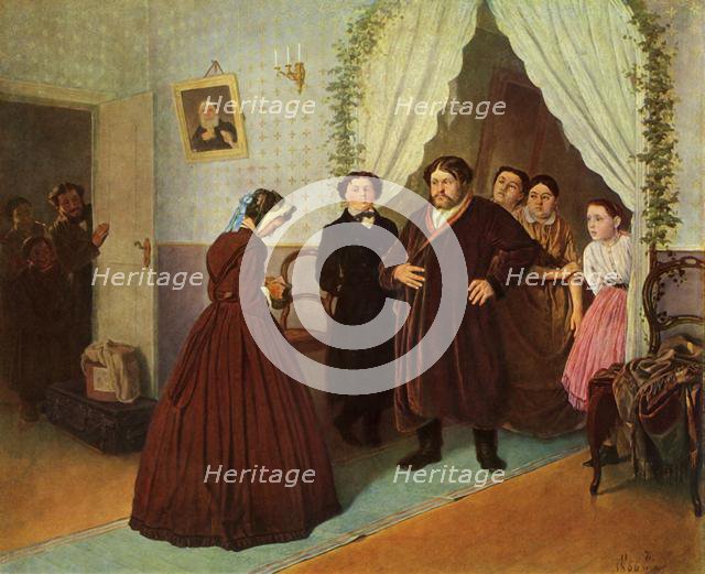 'The Governess arrives at the Merchant's House', 1866, (1965).  Creator: Vasily Perov.
