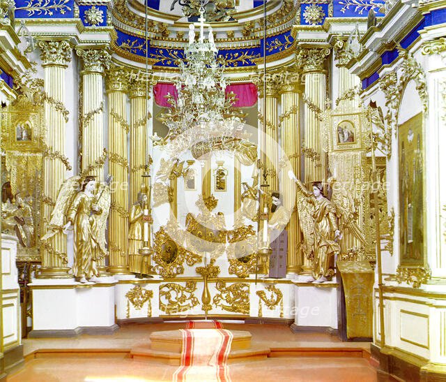 Iconostasis in the Church of the Transfiguration [Belozersk, Russian Empire], 1909. Creator: Sergey Mikhaylovich Prokudin-Gorsky.