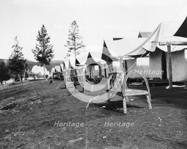 Tourist accommodations in Upper Geyser Basin, Yellowstone Park, 1903. Creator: Frances Benjamin Johnston.