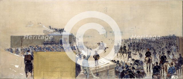 Esquisse pour le cabinet du préfet à l'Hôtel de Ville de Paris : La sortie, 1889. Creator: Adolphe Gustave Binet.