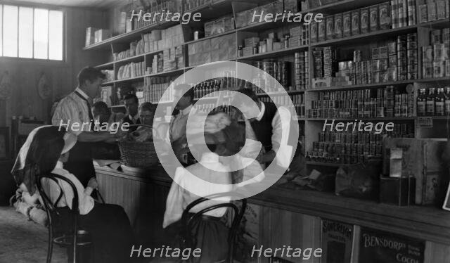 Inside grocery shop possibly Kelvin Grove/Red Hill Queensland, 1905. Creator: Robert Augustus Henry L'Estrange.