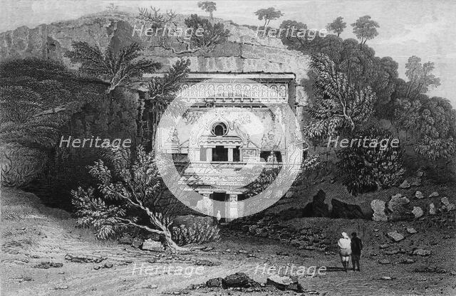 'Front View of the Bisma Kurm, Caves of Ellora', 1834. Creator: George Cattermole.