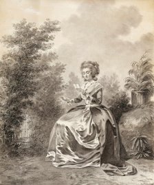 Madame Vigée Le Brun Seated in a Garden Reading a Letter, 1783. Creator: Lemoine, Jacques-Antoine-Marie (1751-1824)