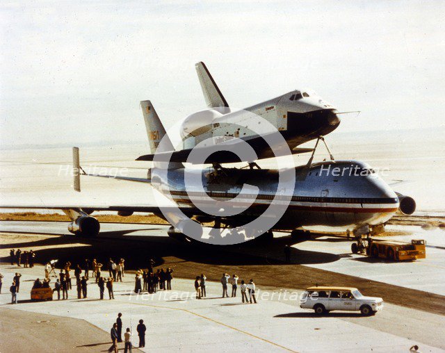 Roll-out of Space Shuttle Orbiter 'Enterprise', California, USA, 17 September 1976 Creator: NASA.