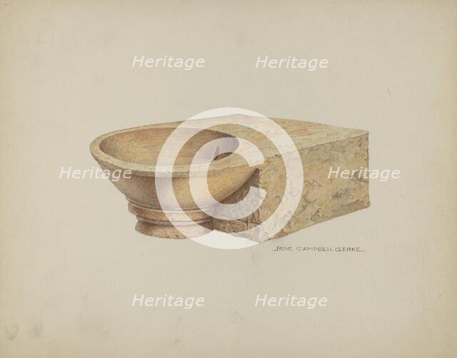 Carved Stone was Basin, c. 1939. Creator: Rose Campbell-Gerke.