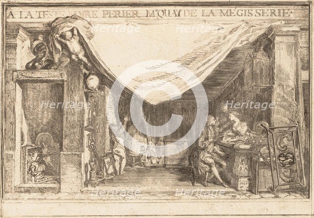The Shop of M.Périer, Ironwork Merchant, 1767. Creator: Gabriel de Saint-Aubin.