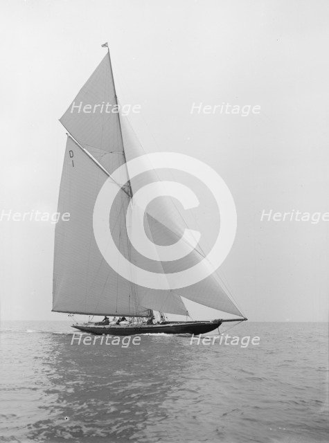 The 15 Metre sailing yacht 'Pamela' sailing close-hauled, 1913. Creator: Kirk & Sons of Cowes.