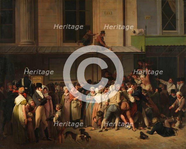 The entrance to the Théâtre de l'Ambigu-Comique on the day of a free show, ca 1819. Creator: Boilly, Louis-Léopold (1761-1845).
