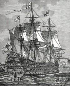 A first-rate ship of the line of the 17th century, (1894).  Creator: Unknown.