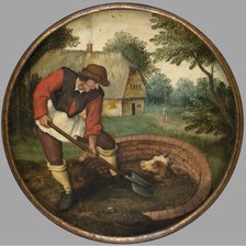 It is too Late to Fill in the Well After the Calf has Drowned, c1590s. Creator: Pieter Brueghel the Younger.