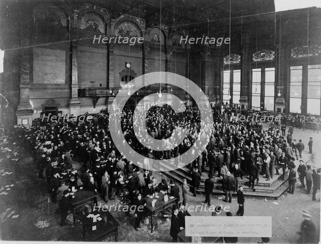 The Chicago Board of Trade in session, c. 1900. Artist: Anonymous  