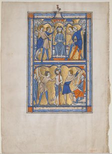 Manuscript Leaf with the Mocking and Flagellation of Christ, from a Royal Psalter, British, 13th cen Creator: Unknown.