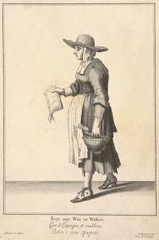 'Buy any Wax or Wafers', Cries of London, (c1688?). Artist: Pierce Tempest