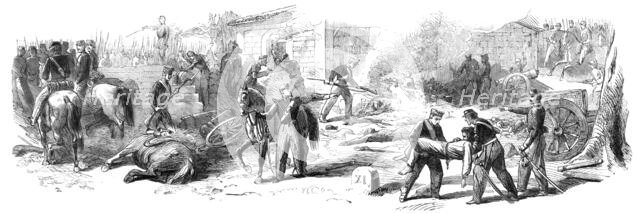 The Battle on the Volturno - battery where the Neapolitans burnt the wounded Garibaldians..., 1860. Creator: Unknown.