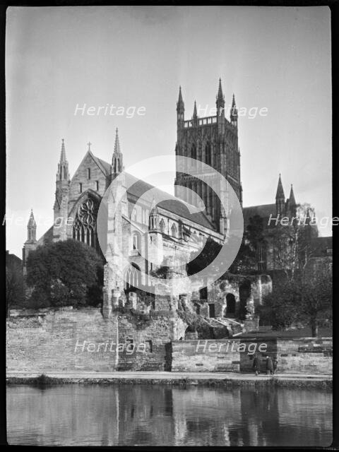 Worcester Cathedral, College Yard, Worcester, Worcestershire, 1935. Creator: Marjory L Wight.