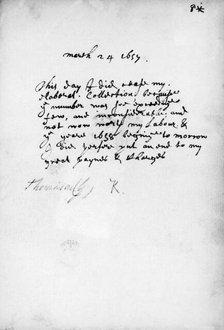 Inscription by Thomason in a volume of Tracts, c1659. Creator: George Thomason.