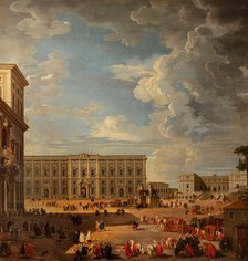 View of the Piazza del Quirinale, 1733. Creator: Pannini (Panini), Giovanni Paolo (1691-1765).
