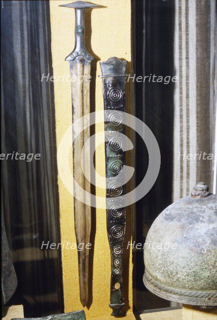 Celtic Bronze Sword and Scabbard (Sheath), France, 8th century BC. Artist: Unknown.