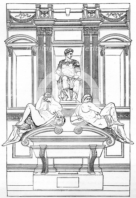 The tomb of Julian de' Medici in the new vestry of San Lorenzo Basilica, Florence, 1882. Artist: Unknown