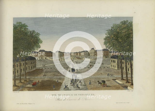 Vue du château de Versailles, prise de l'avenue de Paris, 1817-1824. Creator: Courvoisier-Voisin, Henri (1757-1830).