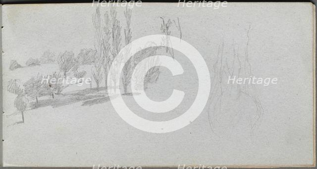 Sketchbook, page 18: Study of a Horse and Landscape Study. Creator: Ernest Meissonier (French, 1815-1891).