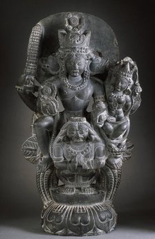 Vishnu and Shri Lakshmi on Garuda, 11th century. Creator: Unknown.