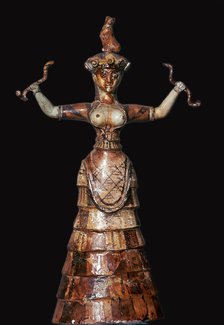 Minoan snake-goddess, 18th century BC. Artist: Unknown