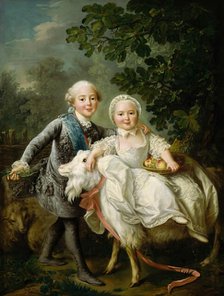 Charles de Bourbon, comte d'Artois with his sister Clotilde, 1763. Creator: Drouais, François-Hubert (1727-1775).