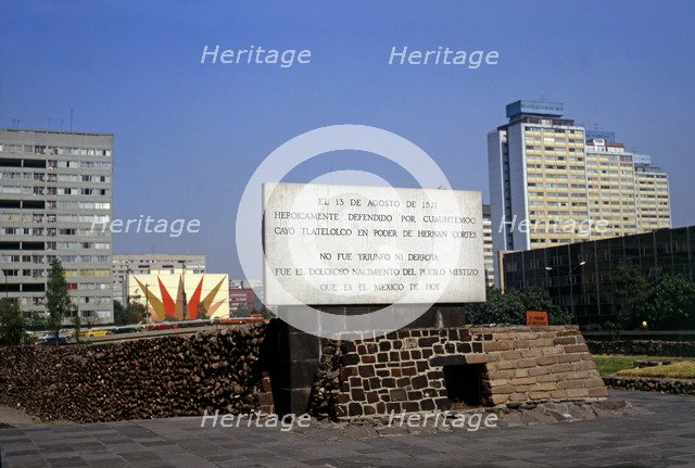 Tlatelolco Ruins, ancient Aztec city, located on the shores of Lake Texcoco now desiccated, in 15…