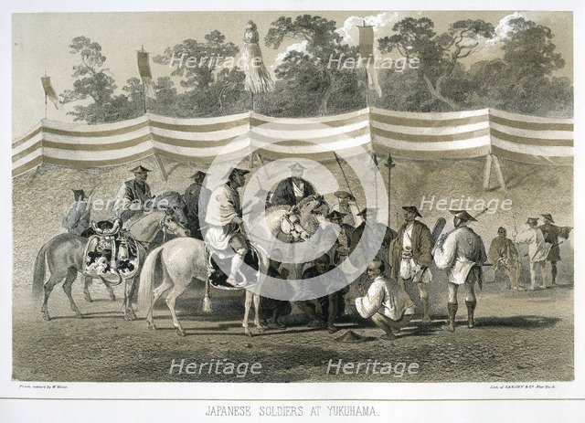 'Japanese soldiers at Yukuhama', Japan, c1845.  Creator: Sarony & Co.