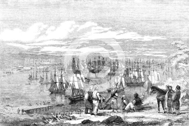 Varna Bay - the Allied Expedition Fleet getting under way for the Crimea, 1854. Creator: Unknown.