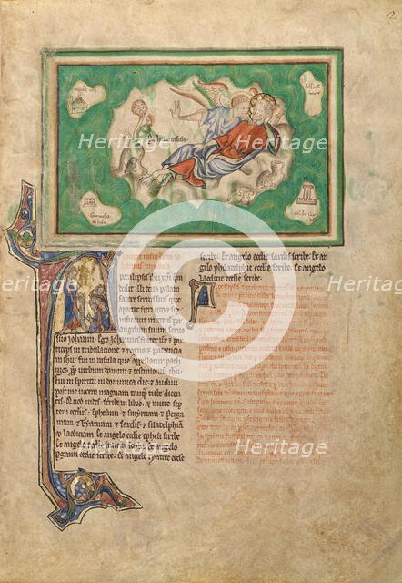 Saint John on Patmos; Dyson Perrins Apocalypse, about 1255-1260. Creator: Unknown.