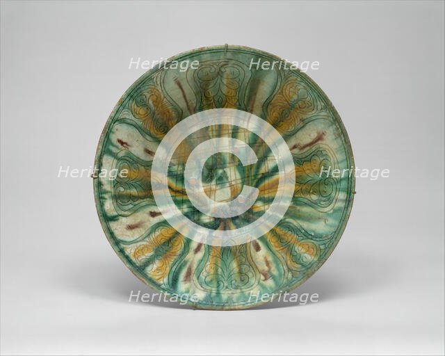 Bowl with Green, Yellow, and Brown Splashed Decoration, Iran, 10th century. Creator: Unknown.