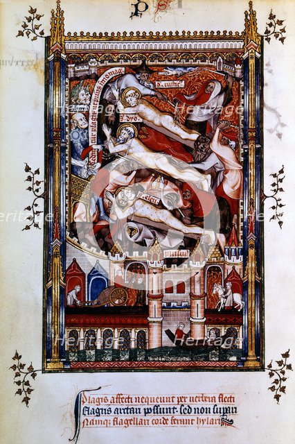 Flagellation of St Denis, St Rustic and St Eleutherius, 1317. Artist: Unknown