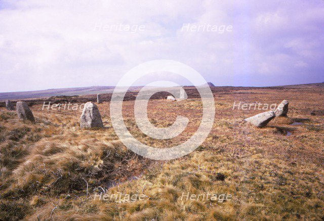 Nine Maidens Stone Circle, Cornwall, 20th century. Artist: CM Dixon.