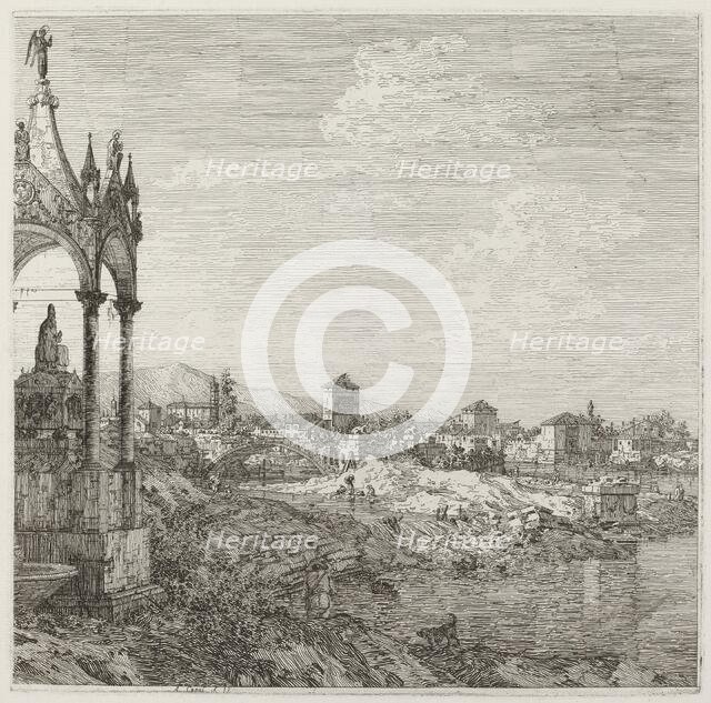 View of a Town with a Bishop's Tomb, c. 1735/1746. Creator: Canaletto.