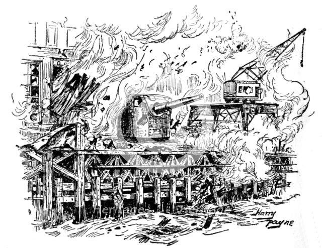 'One After Another The Buildings Burst Into Flames', c1929.  Creators: Howard Davie, Harry Payne.