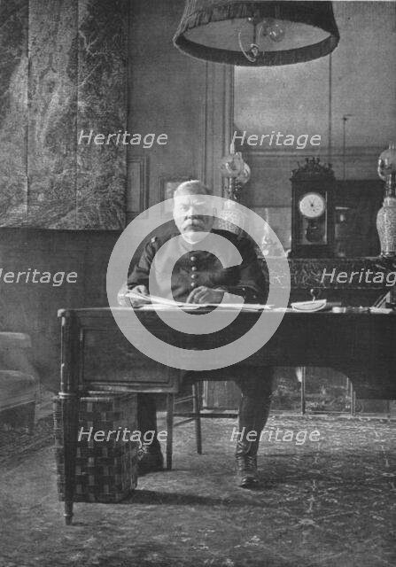 'Le general Joffre dans son cabinet de travail, au G. Q. G. ; C'est de cette petite piece..., 1916. Creator: Unknown.