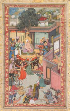 Circumcision ceremony for Akbar’s sons, painting 126 from an Akbar-nama (Book of Akbar)…, c. 1602-3. Creator: Dharam Das (Indian, active c. 1580-1605), attributed to.