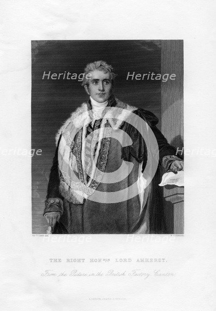 William Pitt Amherst, 1st Earl Amherst, Governor-General of India, 19th century.Artist: WJ Edwards