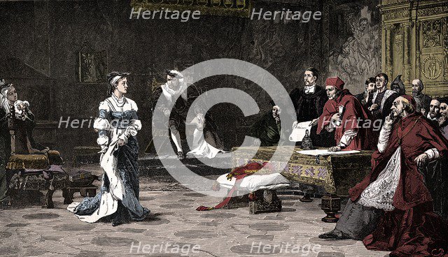 The trial of Queen Catherine, 1529 (1905).  Artist: Unknown.