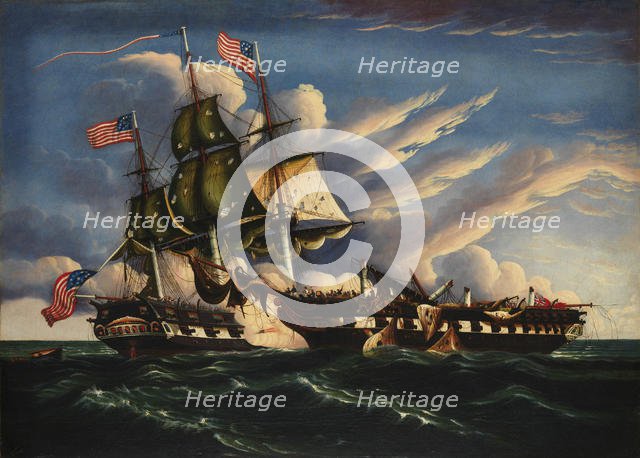 The Constitution and the Guerriere, ca. 1845. Creator: Thomas Chambers.