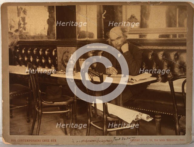Paul Verlaine in café François 1er in Paris, 1892. Creator: Dornac, Paul (1858-1941).