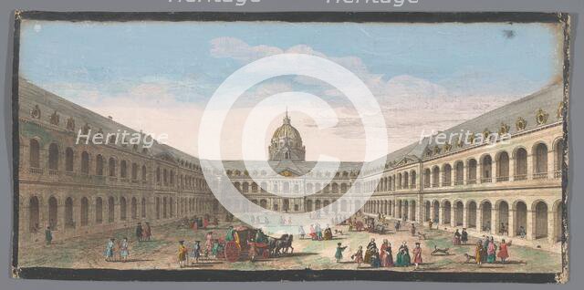 View of the courtyard of the Hôtel des Invalides in Paris, 1700-1799. Creators: Anon, Jacques Rigaud.
