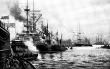 Time competitions in the coaling of war-ships at Portsmouth, 1898. Creator: Unknown.