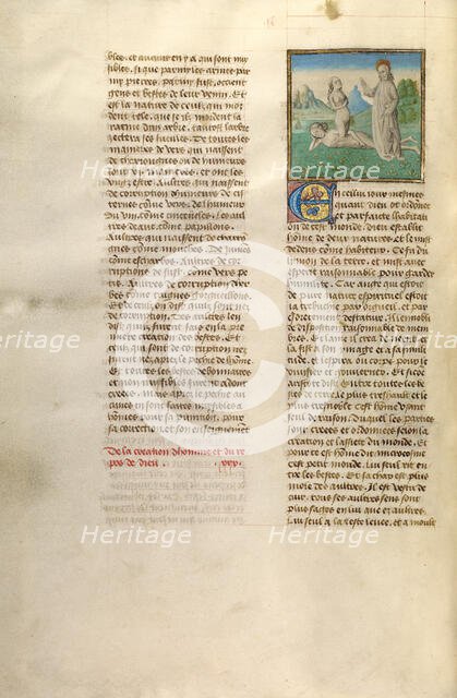 The Creation of Eve; Miroir Historial, about 1475. Creator: Unknown.