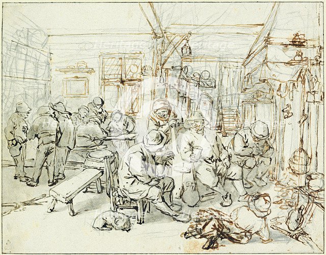 Company of Peasants in a Tavern, ca 1675. Artist: Ostade, Adriaen Jansz, van (1610-1685)