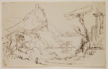 Sketch for an Allegorical or Architectural Fantasy, c1820-1848. Creator: Thomas Cole.