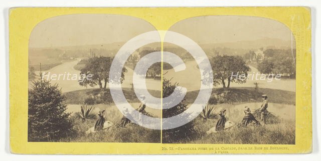Panorama Prise de la Cascade, dans le Bois de Boulogne, A Paris, late 19th century. Creator: London Stereoscopic & Photographic Co.